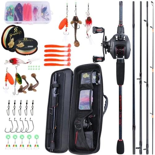 Sougayilang 1.8-2.4m Casting Fishing Rod Reel Combo with Fishing Line Lures Accessories and Carrier Bag for Freshwater Fishing