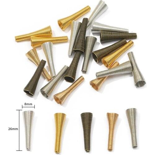 10pcs Metal Spring Funnel Shape Spacer Beads Caps DIY Beading Supplies Cone Spring Coil End caps For Jewelry Makings Accessories