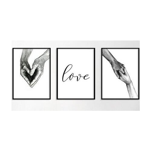Lot style Choose Black White Simple Hand In Hand Lover Art print Silk poster Home Wall Decor