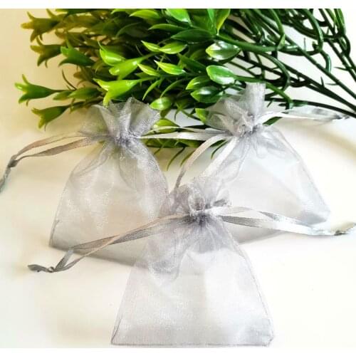 Small Jewelry Bag 100 Pcs/Lot Gray Pouch Drawstring Bag Packaging Gift Bags DIY Hand Drawn Christmas Wedding Party Organza Bag