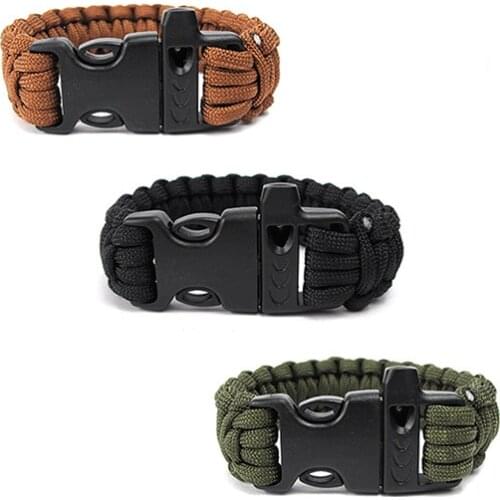 Multifunction Emergency Paracord Bracelet Outdoor Survival Parachute EDC Tool Scraper Whistle Buckle Paracord Wristband