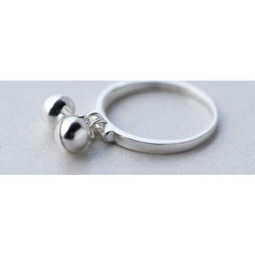Fashion 1PC REAL.925 Sterling Silver fINE jEWELRY Jinjle Bell Chime Sounds round Ring Knuckle GTLJ1376