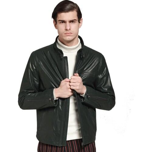 Newest Men genuine sheep leather black jacket Men casual outerwear genuine sheep skin leather clothing short overcoat 4XL