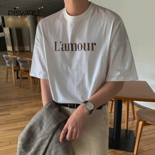 Mens Letter Printed Slim Top Round Neck Knitted Print T-shirt Men Korean Short-sleeved Loose Tees Boy 2020