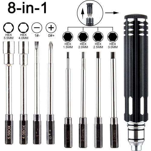 Magnetic 6-in-1 / 8-in-1 Hex Screwdriver Tool Kit for RC Helicopter Drone Aircraft Model Repair Tool Helicopter Wrench Driver