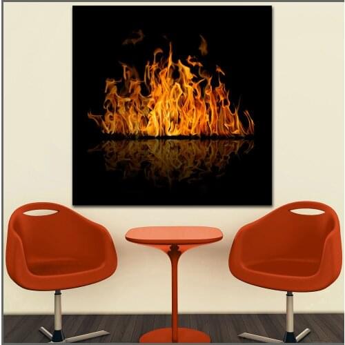 Large size Printing Burning Fire Reflection Wall Art Picture Home Decor Living Room Modern Canvas Print No Frames WLONG