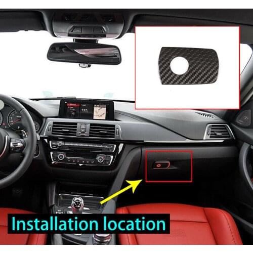 Real Carbon Fiber For BMW M3 M4 F80 14-18 Glove Storage Box Keyhole Cover Trim