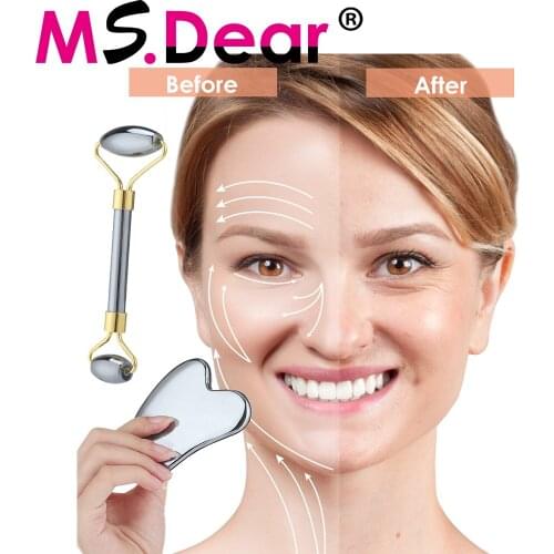 Jade Massager For Face Body Gua Sha Scraper Beauty Facial Roller Set Natural Gouache Stone Massage Slimming Skin Care Lift