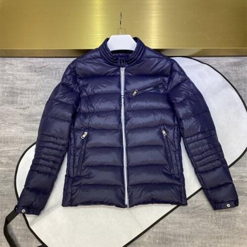 Autumn winter Mens down jacket With all LOGO Stand-up collar Recreational locomotive Coat Solid color top 90% white duck down