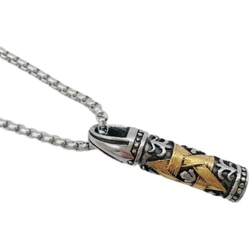 Black Knight empaistic David Star column pendant necklace 316L stainless steel Jewish megan star cylinder necklace men BLKN0610