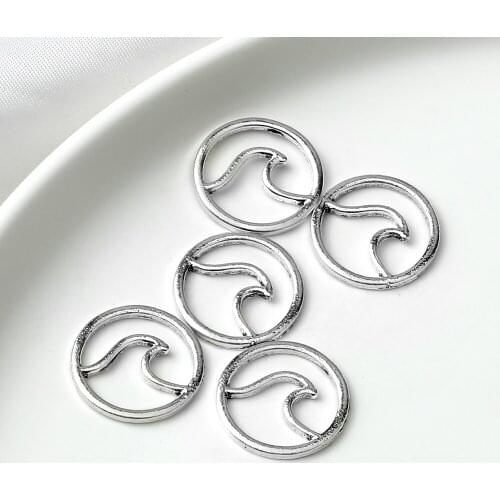 2 Style Sliver Color Waves Flower Pendant Charm Bracelet Necklace Part for DIY Jewelry Making High Quality Alloy Accessories New