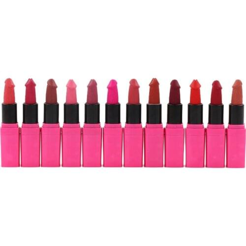 12 Colors Penis Shape Lipsticks Mushroom Long Lasting Waterproof Sexy Matte Lip Stick Moisturizer Makeup Pigment Cosmetics