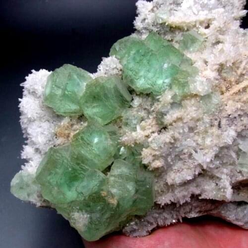 1912g Clear Green Fluorite+Quartz on Matrix - crystals and stones healing Mineral specimen Home Decor feng shui decoration