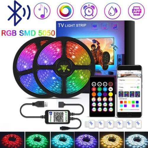 RGB Light Strip LED 1/2/3m Bluetooth 5v SMD 5050 Backlight PC USB TV Waterproof Flexible Diode Controller Ribbon Tape Strips