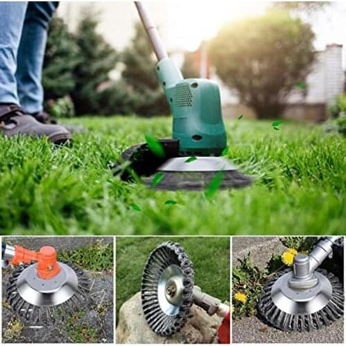 Steel Wire Wheel Garden Weed Brush Lawn Mower Grass Eater Trimmer Brush Cutter Tools Garden Grass Trimmer Head Weed Brush