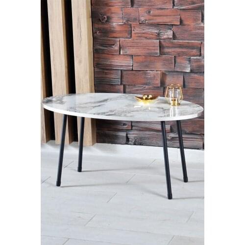 Modern Center Table İskandinav Ephesus Black Metal Foot Also Mounted Medium Coffee Table Tea Coffee Service Desk Ellipse Living Room Living Room desk