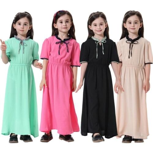 Traditional Muslim Kids Clothing Girl Abaya Muslim Girl Dress Abaya Middle East Moroccan Ramadan Arab Islamic Clothing CN-072