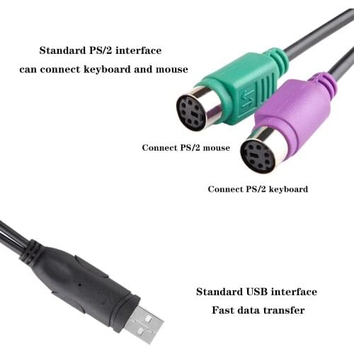 2021 USB Male to 6Pin 6 Pin PS2 for PS/2 Female Extension Cable Y Splitter Adapter Connector for Keyboard Mouse Scanner
