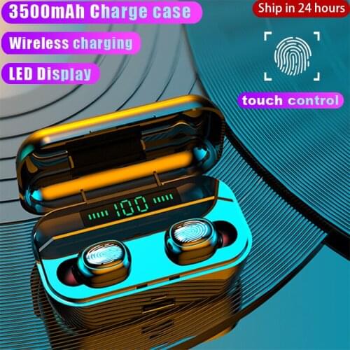 3500mAh Bluetooth Earphones Wireless Headphones Touch Control LED Display Wireless Charging Sport Waterproof Headset Earbuds