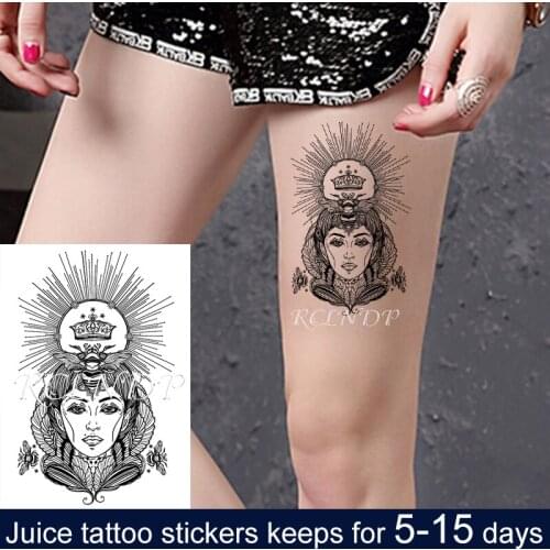 Waterproof Temporary Juice Tattoo Sticker Queen Bee Wings Crown Flower Flash Tatoo Fake Tatto Back Arm Art for Men Women