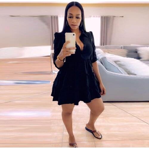 Plus Size Neon Color Buttons Up A-line Dress for Women Deep V Neck Half Sleeve Fit and Flare Dress Summer Pleated Ruffles Dress