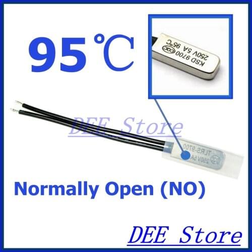 10Pcs/lot 95C Degree Celsius / 203F NO Normal Open Thermal Protector Sensor Thermostat temperature control fuse switch 250V 5A