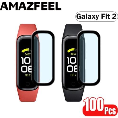100Pcs/Pack Film For Samsung Galaxy Fit 2 Screen Protector Film 3D Curved Protective For Galaxy Fit2 R220 Smart Band Accessories