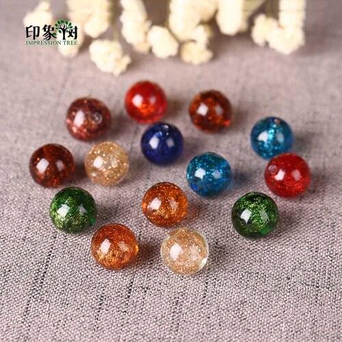 12mm 10Pcs Sands Powder Handmade Lampwork Glazed Beads Transparent Japanese Crystal Round Spacer Beads DIY Jewelry Makings 1604