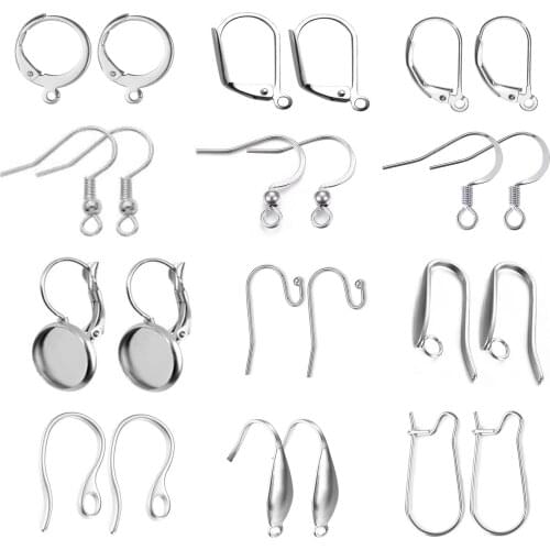 20Pcs/Lot Stainless Steel Hypoallergenic Ear Wires Earring Hooks Clasp for DIY Earring Jewelry Making Findings