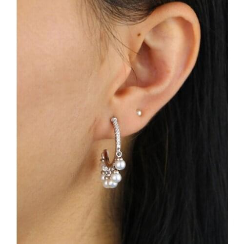 2019 classic fashion women fresh sea pearl earrings water pearl beaded Floating charm luxury hoop earring