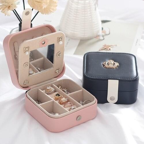2021 Portable Jewelry Box Leather Storage Jewelry Organizer Jewelry Case Boxes Display Travel Joyeros Organizador De Joyas