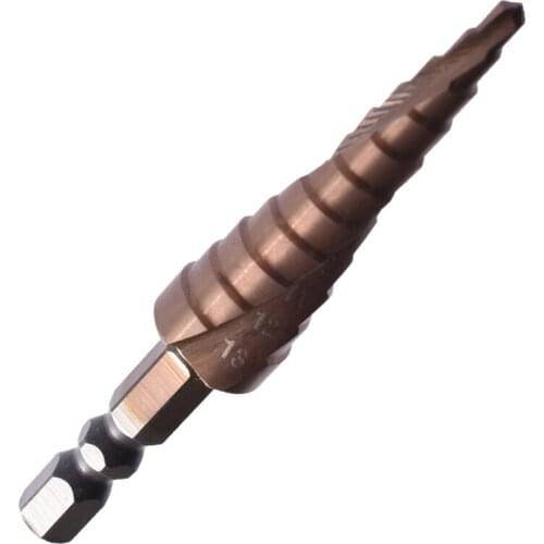 3-13mm HSS Hex Titanium Spiral Groove Metal Step Cone Drill Bit Stainless Steel Hole Saw Cutter Metal Wood Drilling Power Tools