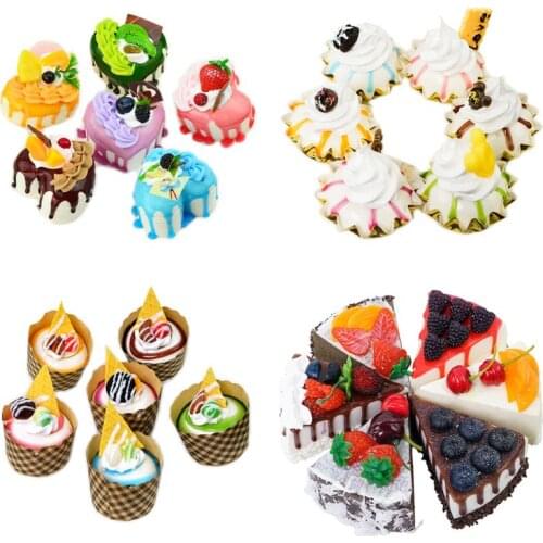 6pcs Realistic Artificial Simulation Cake Ice Cream Dessert Bakery Food Display