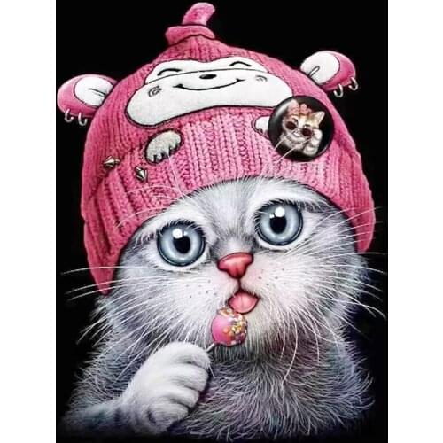 Cat eat lollipop DIY diamond drawing cartoon fox full diamond embroidery cross stitch rhinestone Mosaic painter home decoration
