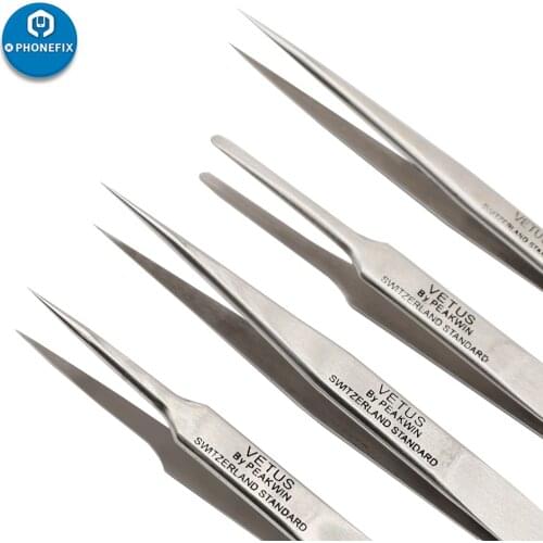 Anti-static ESD Stainless Steel Vetus Tweezers Precision Curved Head Tweezer Phone Repair Multifunction Nipper Repair Tool Kit