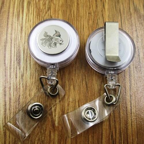 Goldfish ID Badge Reel gift for him/her friend family retractable recoil id badge holder work fun
