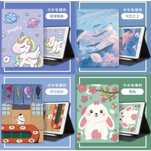 For ipad Pro 11 2020 Case With Pencil Holder PU Leather Soft Silicone Smart Cover for ipad Air 2 3 4 10.2 10.5 10.9 inch Case