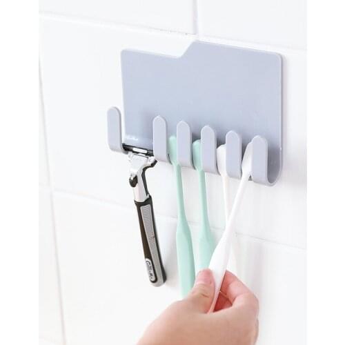 Bathroom Suction 5 Position Toothbrush Holder Rack Wall Mount Oothbrush Stand Organizer Shaver Holder Bathroom Accessories