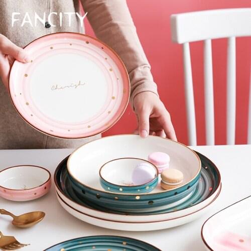 FANCITY Household fish dishes, ceramic dishes, lovely dishes, fruit dishes