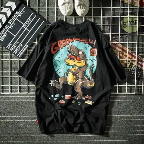 T Shirt Men Cartoon Dinosaur Printed Mens Tee Shirts O-neck T Shirt Fashion Hip Hop High Street Tees Summer Streetwear Males