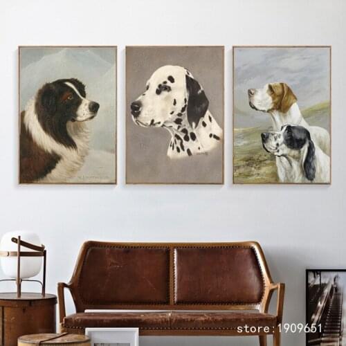 No frame modern animal dogs scenery canvas printings oil painting printed on cotton living room wall art decoration picture