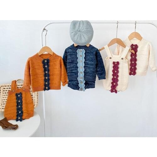Autumn Baby Girls Clothes Sets Baby knitted Romper Newborn Baby Girl Cardigan Infant Sweater Cotton Coat Baby Jumpsuit Clothing
