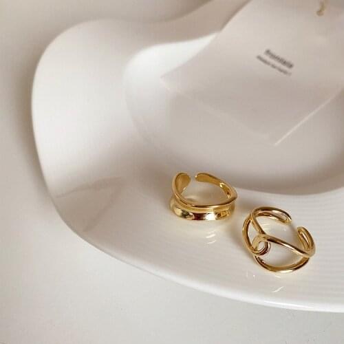 Simple Cross Twist Ring Set For Women Fashion Irregular Two Piece Gold Color Open Ring Punk Style Jewelry Accessory Trend 2021