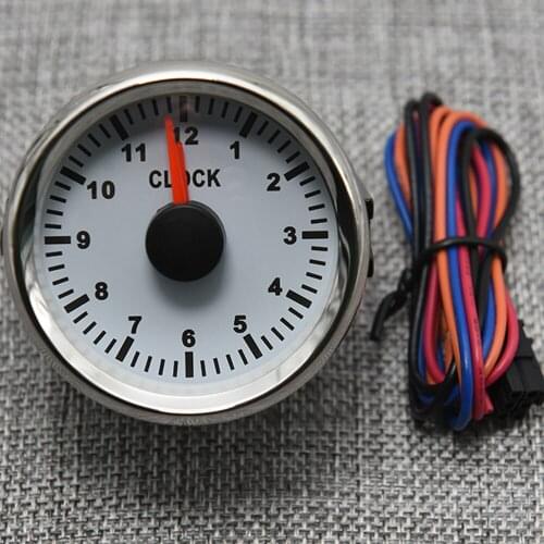 52mm White Clock Gauge 0-12 Hours Red Pointer Type with Red Backlight Waterproof and dustproof Car Boat Yacht 9-32V