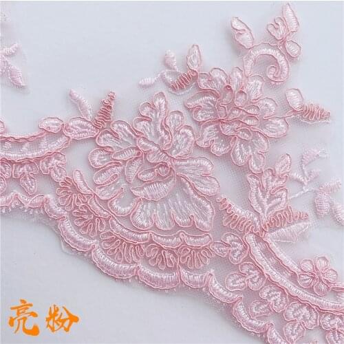 3Yards White Ivory Pink Red Sapphire Embroidery Lace Trim for Bridal Wedding Gown Costume Design Lace Mesh DIY Decoration 14cm