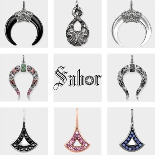 Opal Tigers Tooth Horns Infinity Pendant,Fashion Jewelry silver color Blackened Gift For Women Men Fit Necklace thomas