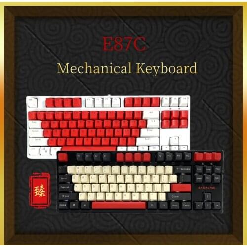 87 Keys Mechanical Gaming Keyboard PBT keycap White LED Backlit USB Wired Double Color Gamer Keyboard For Desktop/Laptop