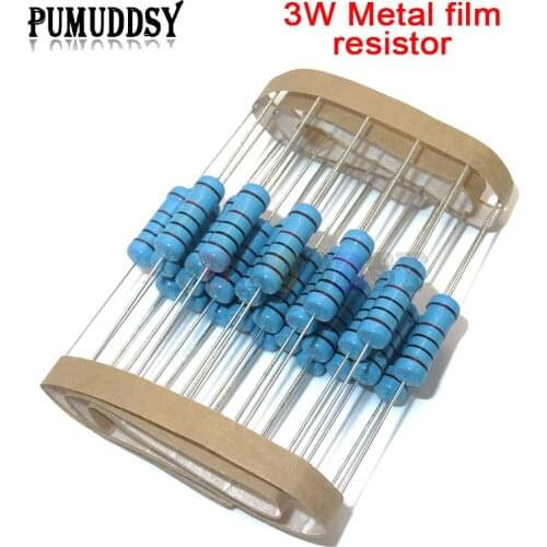 20PCS 3W Metal Film Resistor 1% 1R 4.7R 10R 22R 33R 47R 1K 4.7K 10K 100K 1 4.7 10 22 33 47 4K7 Ohm 1R ~ 1M