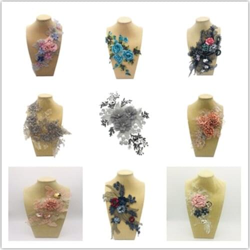 Fashion Flower Lace Embroidered Neckline Collar Trim Clothes Patch Fabric Sewing Craft New Creative Wedding Dress Appliques