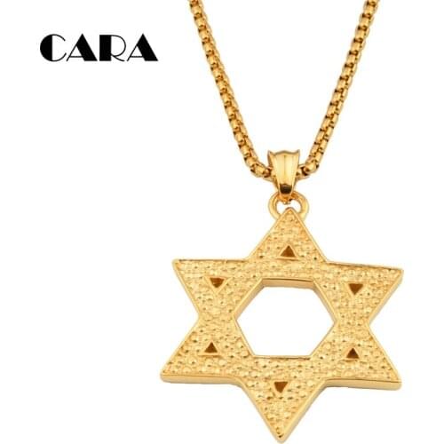 New Arrival Magan David Star Necklaces hip hop Necklaces Pendants antique 316 Stainless Steel Israel Jewish Necklace,CAGF0046